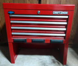 Vintage Red Metal Craftsman Tool Chest Top Tool Box With Flip Lid No Key - £442.60 GBP