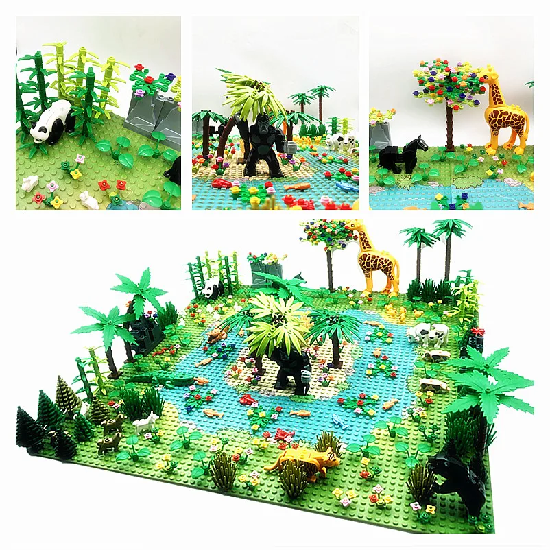 Moc Rainforest Animals Jungle Building Blocks Toys Bush Flower Tree Plants Const - $51.10