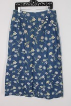 Vtg Liz Claiborne 14 Blue Chambray Floral Side Slit Maxi Skirt Pockets - £23.16 GBP