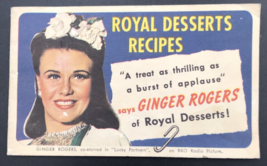 Vintage 1940 Royal Desserts Recipes w/ Ginger Rogers 5&quot; x 3&quot; -- 23 Pages - £6.04 GBP