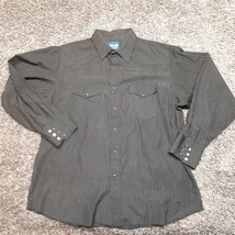 Vintage Wrangler Western Shirt Men XL Black Stripe Woven Snap Long Sleeve - £22.19 GBP