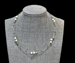 Floating Faux Pearl Gray and White Necklace 3-in-1 Strand 12 Inch Vintage - £7.72 GBP