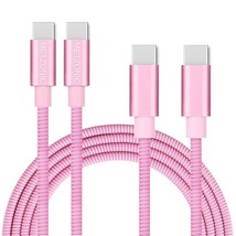 Usb C Cable 2 Pack 6.6 Feet Type C To Type C Metal Braided Fast Charge Cable Pd  - £31.96 GBP