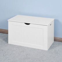 White Lift Top Entryway Storage Cabinet with 2 Safety Hinge, Wooden Toy Box - $107.28