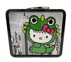 Sanrio Hello Kitty Tin Metal Lunch Box Green Dinosaur Loungefly Japan LA 2014 - £70.36 GBP