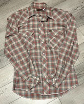 VTG Wrangler Pearl Snap Plaid Button Down Long Sleeve Shirt Size S Made in USA - £25.70 GBP
