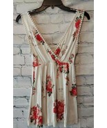 P.S. Kate Womens Faux Wrap Top White Red Floral Sleeveless V Neck Blouse XS - £7.78 GBP