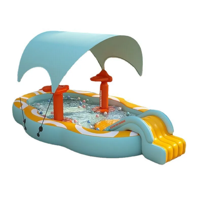 Inflatable Swimming Pool with Slides Sun Shade Pump 2.1M-3M Large Family - $35.23+