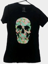 Skull Roses Dia De Los Muertos Woman&#39;s T-Shirt SZ S By Empyre - £7.44 GBP