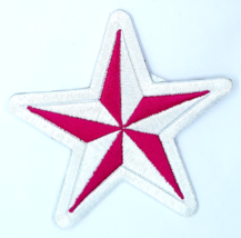 Pink &amp; White Nautical Star Iron On Embroidered Patch 3&quot;x 3&quot; - $4.79