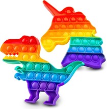 Bubble Fidget Sensory Toy 2 Pk Rainbow: Unicorn &amp; Dinosaur NEW - £11.73 GBP