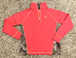 Browning Sweater Womens Medium Pink Realtree Xtra Camo 1/4 Zip Hunting B... - $18.69