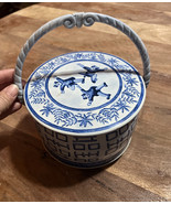 Fricke &amp; Nacke Western Germany Tin with Handle Blue And White 3 Dancing ... - €9,73 EUR