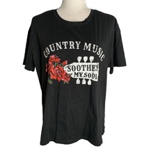 Maurices Country Music Soothes My Soul T Shirt M Black Short Sleeves Cre... - £14.50 GBP