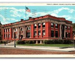 Publc Library Building Council Bluffs Iowa IA LInen Postcard N24 - $2.92
