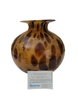 Murano Italy Azzurra Vetreria Artistica Hand Blown Amber Brown Art Glass Vase 9&quot; - $98.99