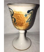 Hand Thrown Glazed Pottery Wine Goblet 6&quot; X 3&quot; EUC - $11.99