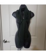 Geoffrey Beene Cashme&#39; Italy Striped Scarf Plaid Grey Green Fringed 64” ... - $341.73 MXN