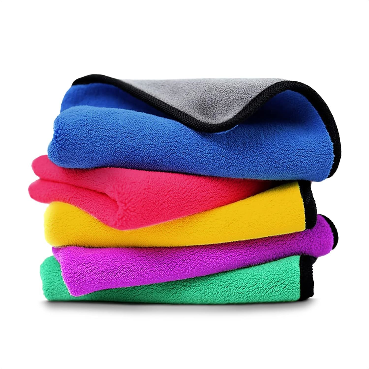 Car Wash Thick Microfiber Cleaning Cloth - 5Pcs Microfiber Towels Cleaning Suppl
