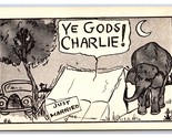 Comic Risque Elephant Tent Ye Gods Charlie UNP Blank Back Postcard S11 - $4.42