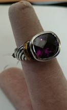 Facet Cut Purple Cubic Zirconia 925 Sterling Silver Ring Ridged Band Size 6 NWT - £23.38 GBP