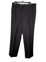 Chaps Men&#39;s Dress Pants Striped Lined Wool Blend Pleated &amp; Cuffed Trouse... - £18.94 GBP