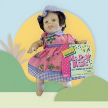 Palm Pals Happy Kids Pink Dress Vintage Purple Plaid Cap Bean Bag Doll 1997 Gigo - £7.59 GBP