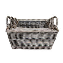 Wicker Antique Wash Finish Handled Unlined Storage Basket - £21.74 GBP+