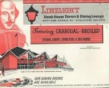 Limelight Steakhouse Tavern &amp; Dining Lounge Placemat Downie St Stratford... - $11.88