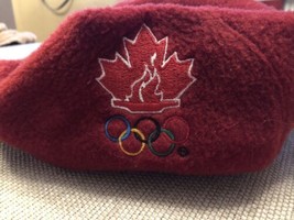 Roots Athletics Large Red Fleece Hat Cap Beret 1998 Olympics Team Canada Small - £15.63 GBP