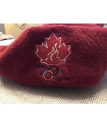 ROOTS Athletics Large Red Fleece HAT CAP BERET 1998 Olympics Team Canada... - $19.79