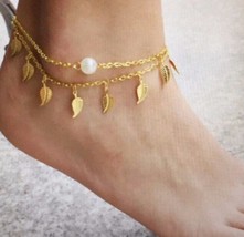 Vintage Anklets For Women Fashion Anklet Gold Leaf Peal Ankle Bracelet - £7.58 GBP