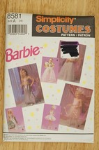 Simplicity Barbie Matching Doll &amp; Child Costume Sewing Pattern 8581 Size A 3-8 - £15.33 GBP