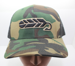 Fishing Feather Hook &quot;You Know&quot; Woodland Camouflage Trucker Cap Mesh Sna... - $12.87