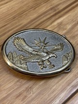 Vintage Unbranded Two Tone Flying Eagle Belt Buckle Western Cowboy Ranch KG - £11.15 GBP