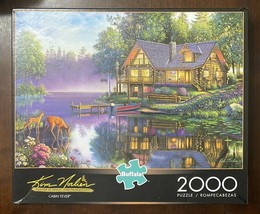 Buffalo 2000 Pc Puzzle Kim Norlien - CABIN FEVER - Deer Lake Complete w Poster - $16.09