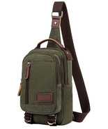 EuroSport Olive Messenger Sling Canvas Shoulder Bag Rucksack Travel Spor... - $50.24 CAD