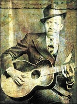 Robert Johnson 1928 Gibson S-1 guitar 8 x 11 pin-up photo antique artwork - $4.01