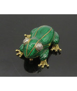 Authenticity Guarantee 
18K GOLD - Vintage Genuine Diamonds &amp; Enamel Fro... - $3,663.24