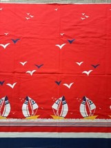 VTG Fabric Fun Nautical Sailboat Border Print Red, Blue Yellow White 45&quot;... - $34.60