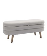 Light Gray Velvet Storage Bench with Wood Legs for Bedroom &amp; Living Room - $168.99