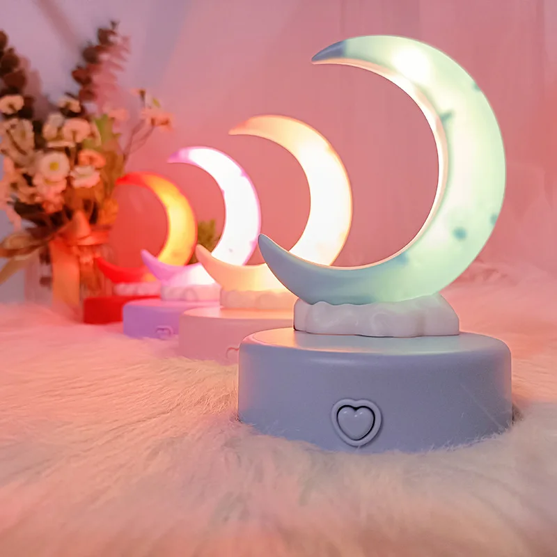 Creative Romantic Crescent Moon Night Light LED Bedside Decorative Table Lamp - £11.13 GBP+