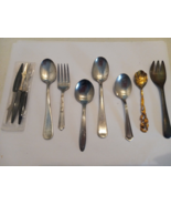 Lot of Small Metal Spoons &amp; Forks &amp; Picks 4-5 Inches 8 items - £14.27 GBP