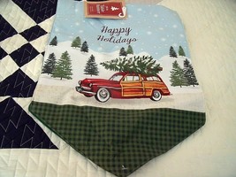 New Christmas Getting The Tree Car Quilted Table Runner 13&quot; X 36&quot; Tree Farm - $19.75