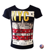 NWT EMPIRE STATE BUILDING NEW YORK NYC MEN&#39;S BLACK CREW NECK SLIM FIT T-... - £7.06 GBP