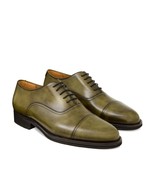 New Oxford Handmade Leather Olive Green color Cap Toe Shoe For Men&#39;s - £125.07 GBP