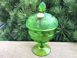 Duncan Miller Sandwich Lime Green Small Compote Colony Glass for Montgomery Ward - £35.45 GBP