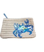 Vera Bradley Straw Crab Pouch Blue Crazy Zipper Top Small Cosmetic/Coin/... - $25.11 CAD