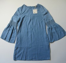 NWT BeachLunchLounge Colette in Medium Blue Chambray Bell Sleeve Shift Dress S - £21.58 GBP