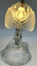 VTG Art Deco Southern Belle Lamp Heavy Clear Glass Lady Shell Bedroom Bo... - $49.49